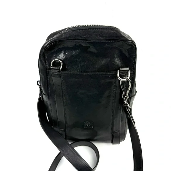 IL Bisonte‎ Crossbody Saddle Bag Black Italian Leather Handbag Purse Made Italy - Picture 5 of 16